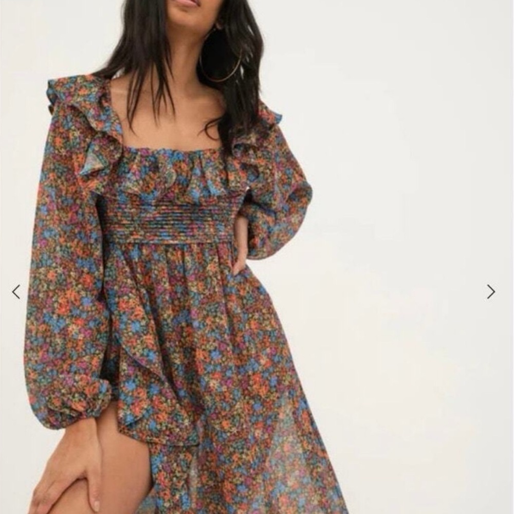 For Love & Lemons Brittany Floral Print Long Sleeve Midi Dress S. $266 - Picture 3 of 4
